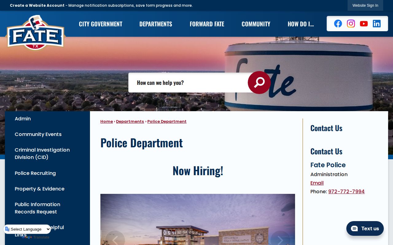 Rockwall County Fate arrest-record contact page