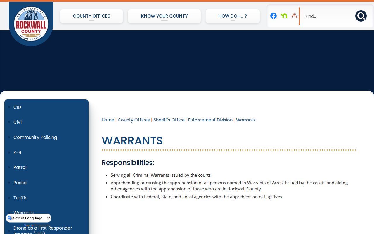 Rockwall County warrant record source