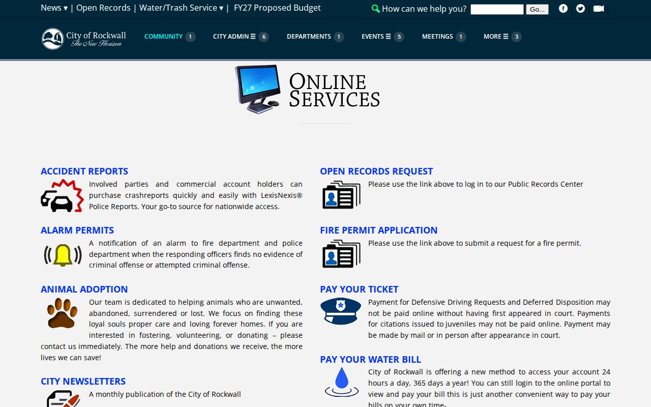 Rockwall County arrest-record online services page